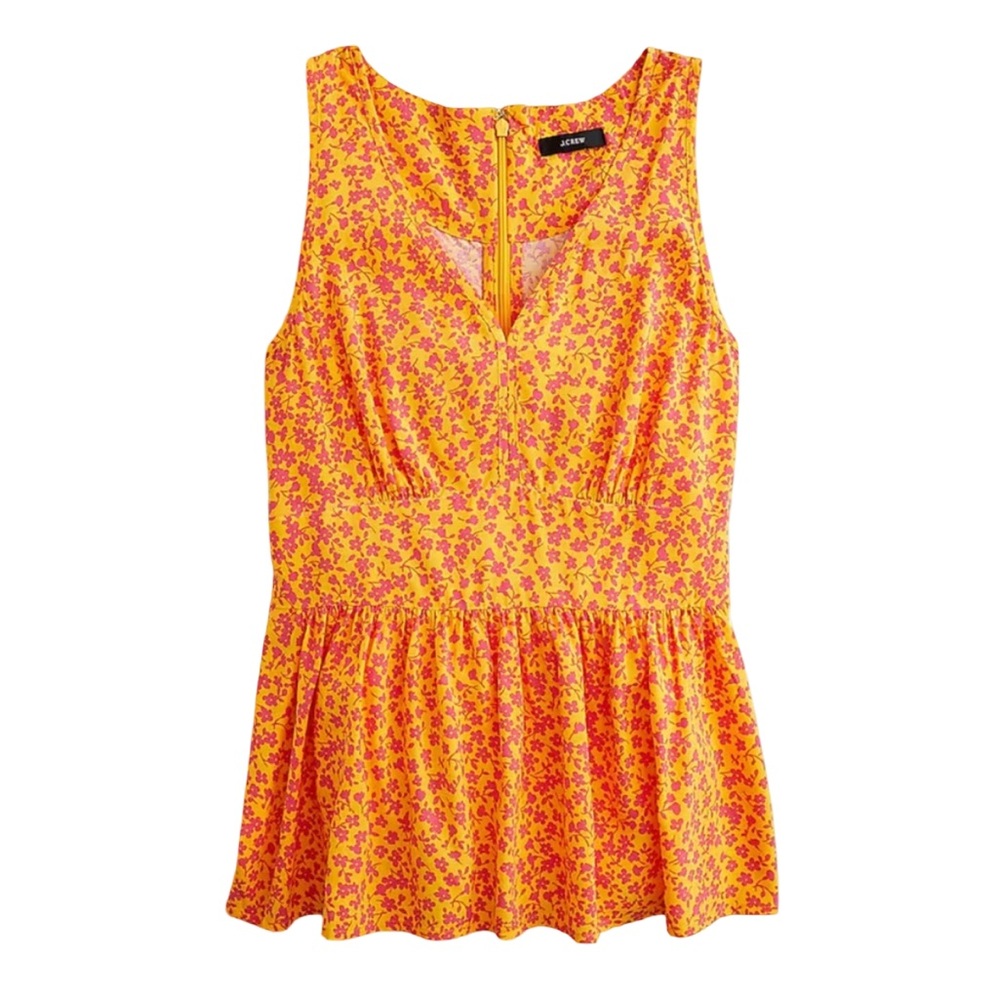 NWT J. Crew Re-Imagined V-Neck Peplum Sleeveless Top Pink Floral Print